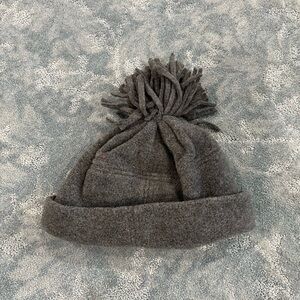 Cozy Gray Kids Pom-Pom Hat